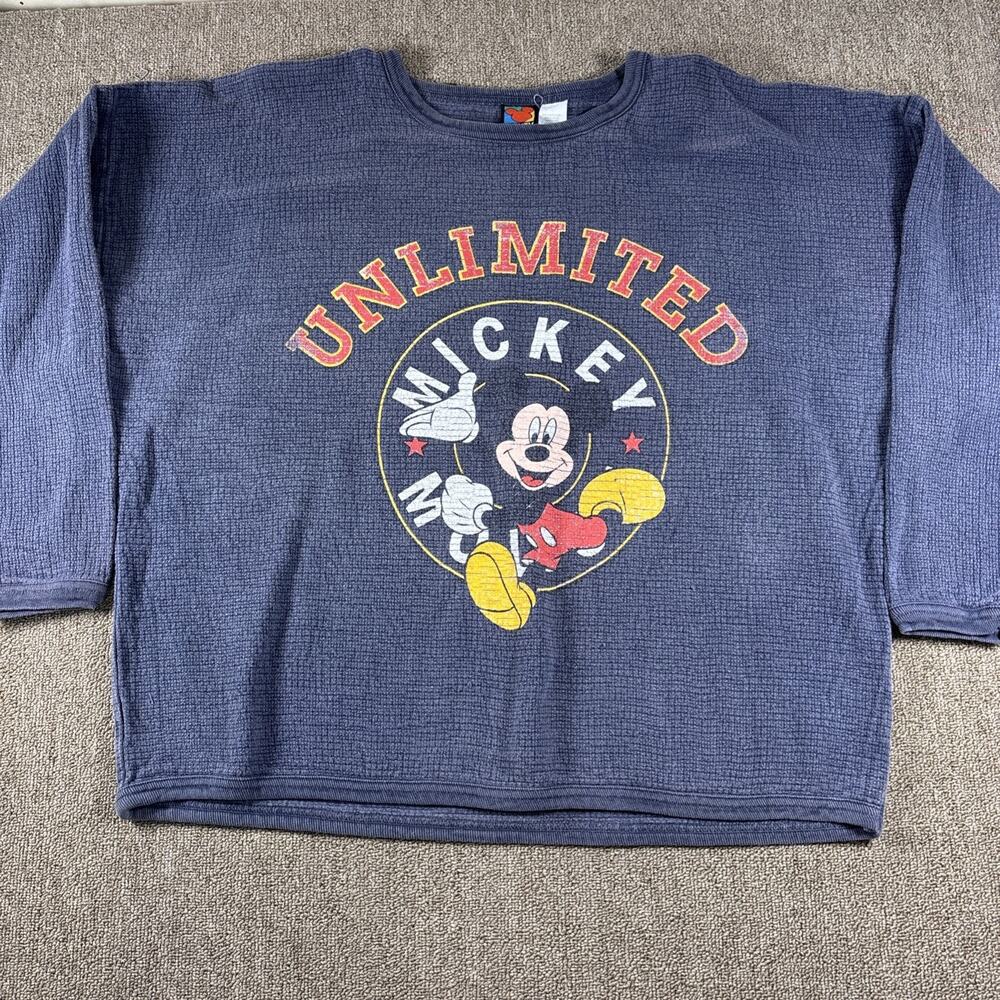 Mickey Unlimited Vintage Long Sleeve Women’s Loose Fit Shirt XL Disney Blue